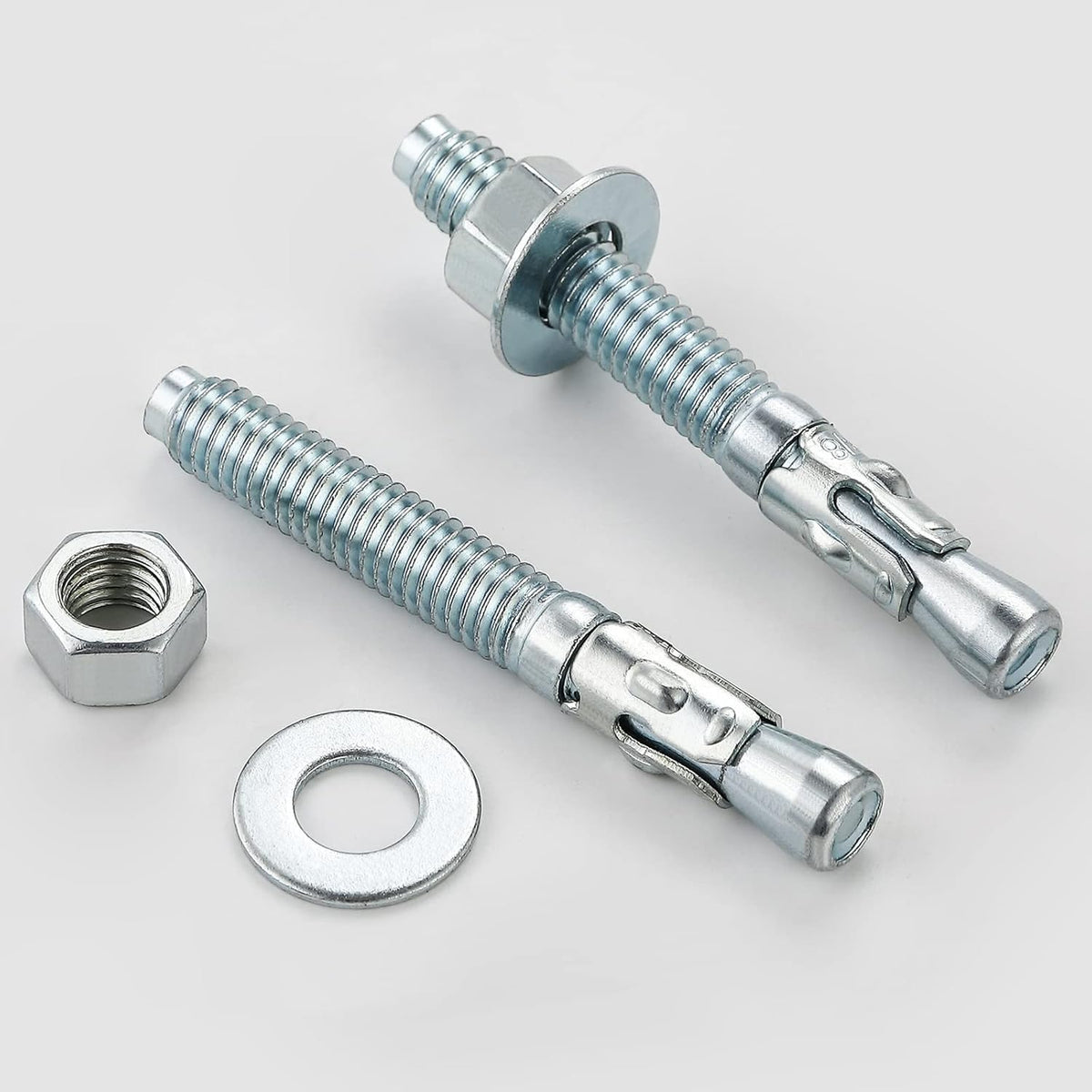 3/8x4" 100Pcs Inch Standard Fasteners for Heavy-Duty Zinc Wedge Anchors for Cement and Concrete