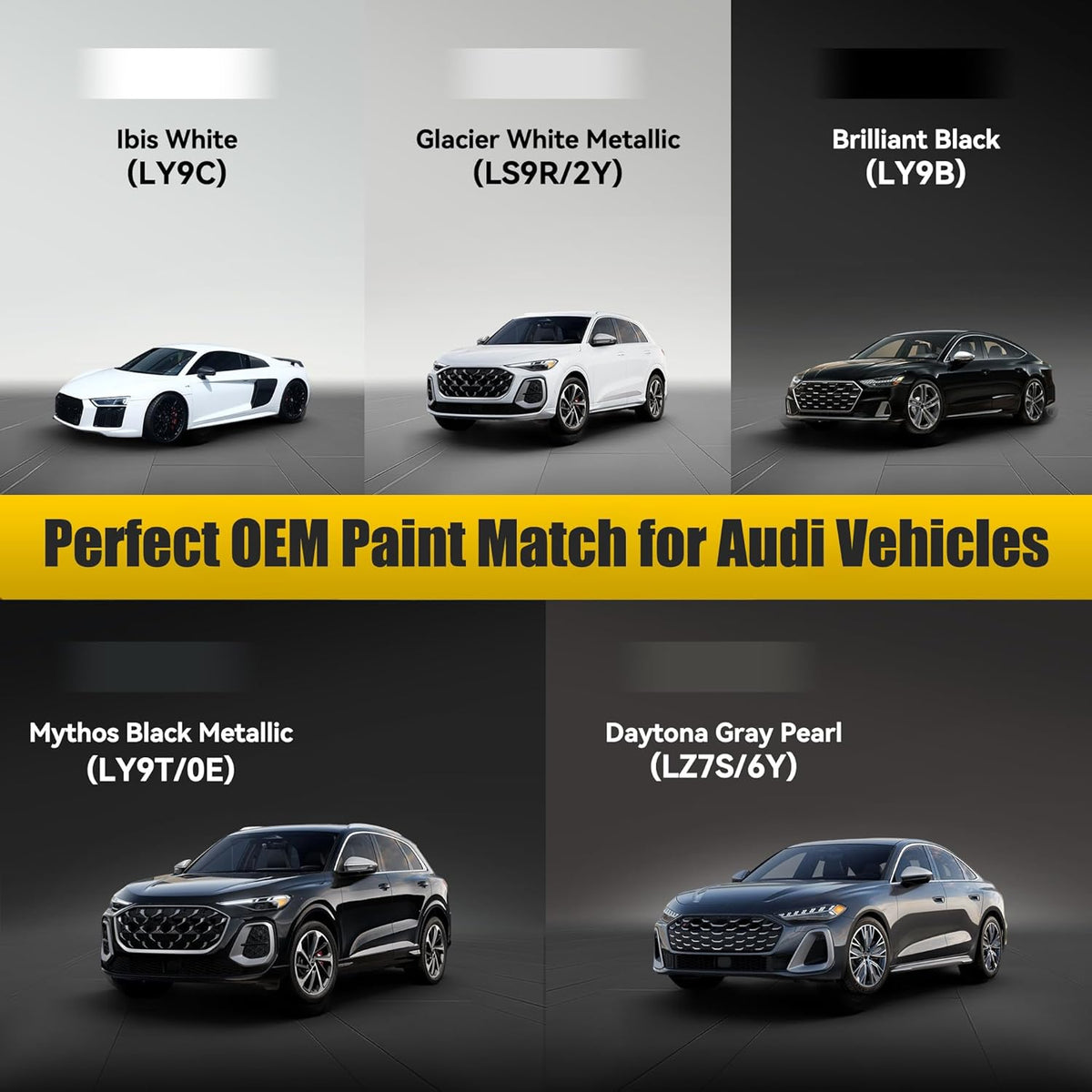 (LY9B) Brilliant Black Touch Up Paint Compatible with Audi, Exact Match Car Paint Pen Automotive Scratch Repair Remover Kit Quick & Easy Solution for Vehicle Chips and Nicks