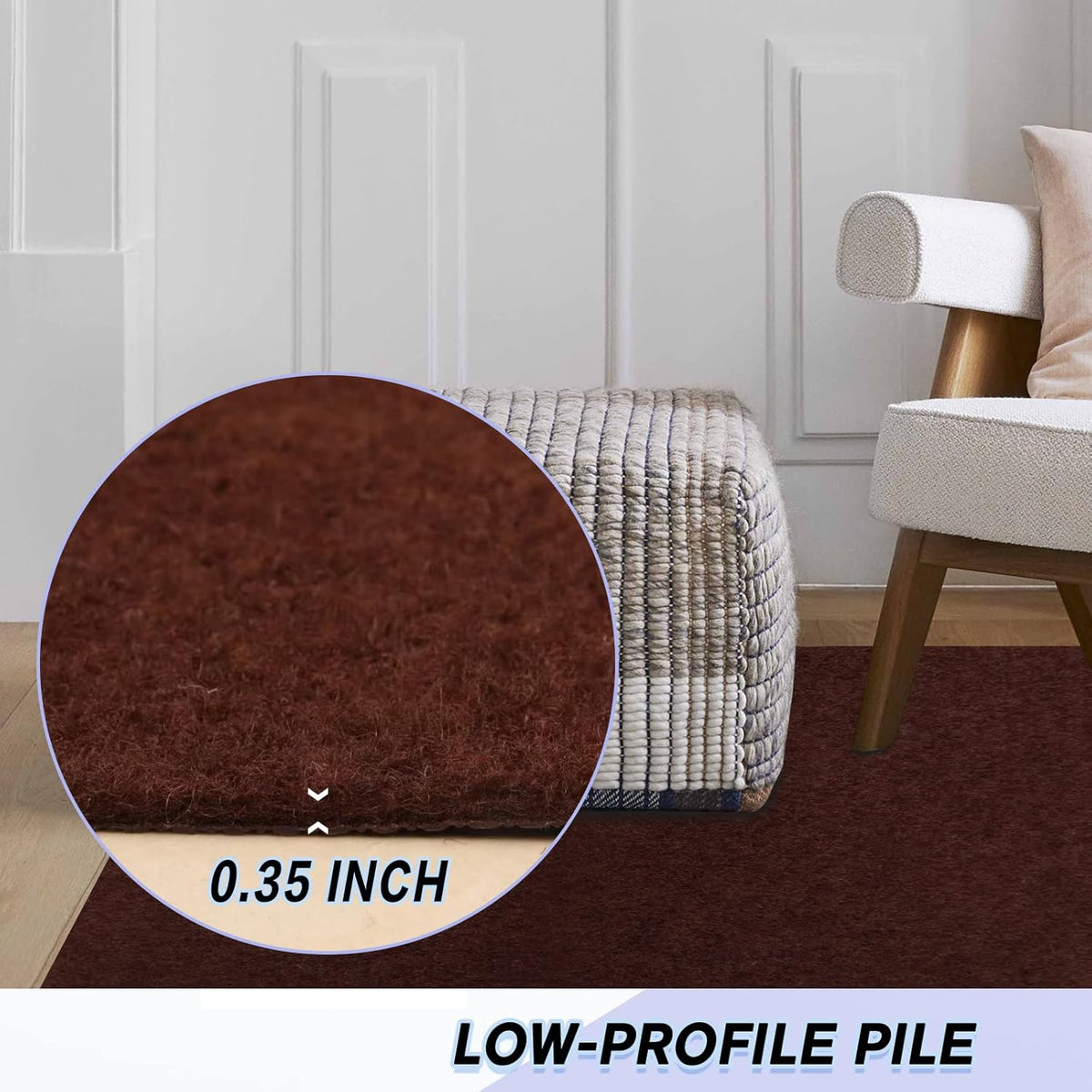 Custom Size Backed Non-Slip Area Rugs Runner, Easy Clean, Waterproof Runner Rugs for Hallway Entryway, Kitchen, Laundry, 3FT x 68FT, Brown