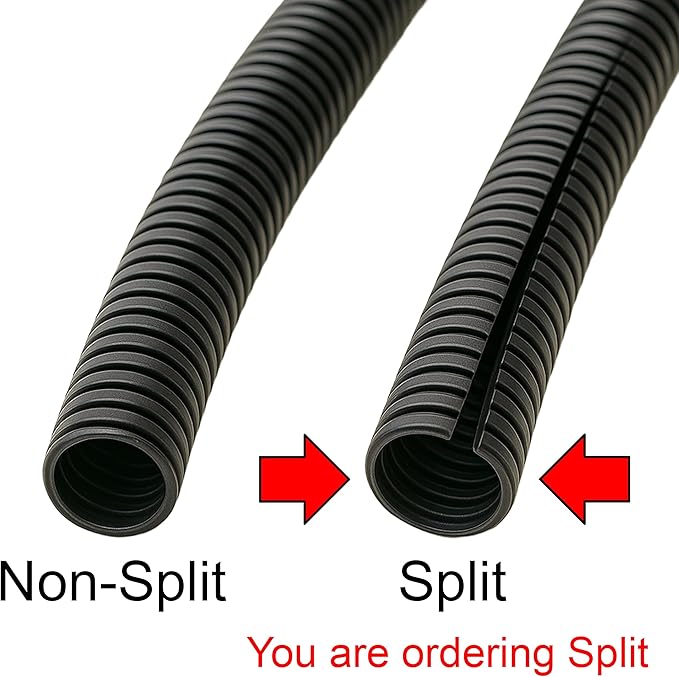 Electriduct Split Wire Loom Tubing Polyethylene Corrugated Flexible Conduit - 1/4" Nominal Size - 1000 Feet - Blue
