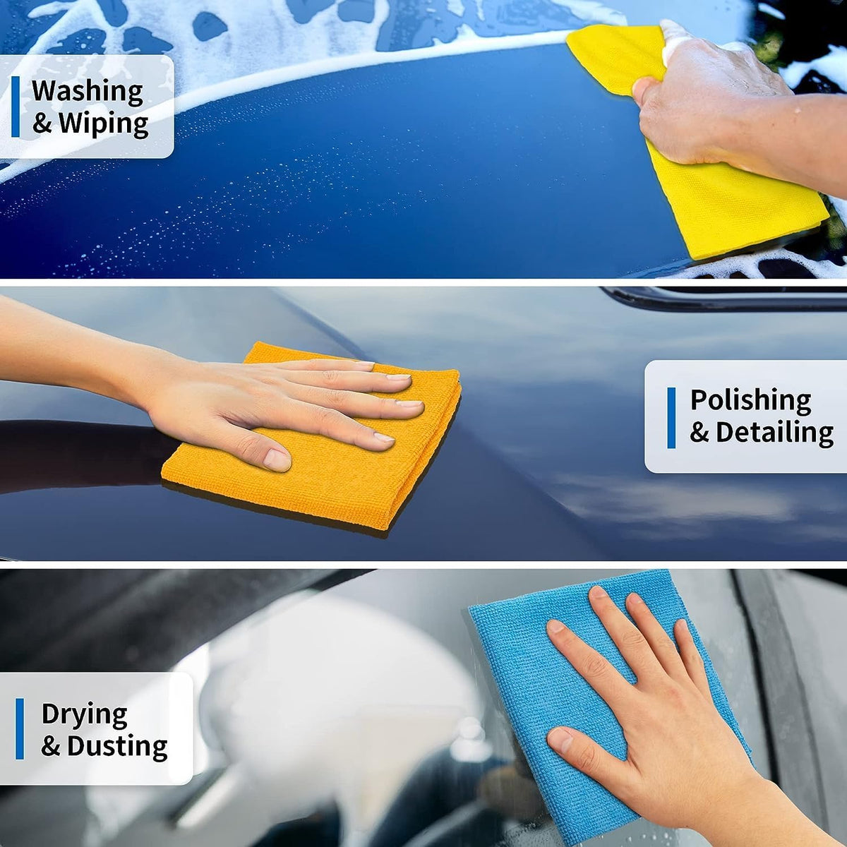 HOMERHYME Microfiber Towels for Cars, 24 Pack Microfiber Cleaning Cloths, 11.5"*11.5" Cleaning Rags Towels Bulk Absorbent Lint-Free, All-Purpose for Detailing, Office, Household Cleaning