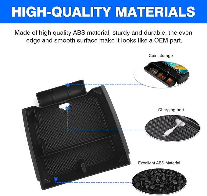 Autorder Center Console Organizer for 2023-2026 Chevy Chevrolet Colorado/GMC Canyon Accessories Armrest Storage Box Secondary Insert Tray with Anti-Slip Mats