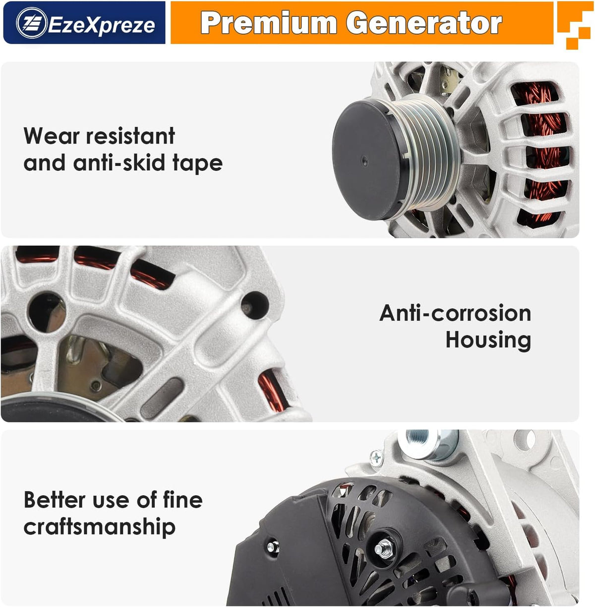 Ezexpreze Alternator fit for Nissan Altima 2007-2012 L4 2.5L, for Sentra 2007-2012, for Rogue 2011-2013, OE# 11258 11458 11567 23100-JA02A 11258N