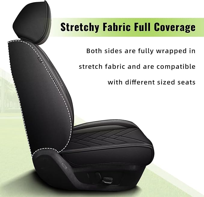 AOMSAZTO Car Seat Covers Fit for Mitsubishi Outlander 2007-2026 Front Seat Cover Waterproof Faux Leather Automotive Auto Interior Protector Cushion (2 Seats,Black)