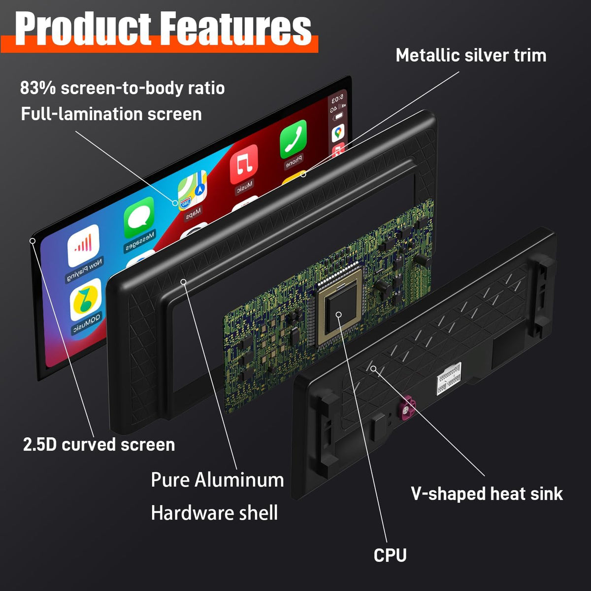 PEMP Linux 12.3" Ultra-Thin Screen E70 E71 CIC Wired and Wireless CarPlay Retrofit Android Auto, 1920 x 720 Display Mirror Link Car Radio Bluetooth Video Player Screen for BMW X5 X6 (2010-2012)