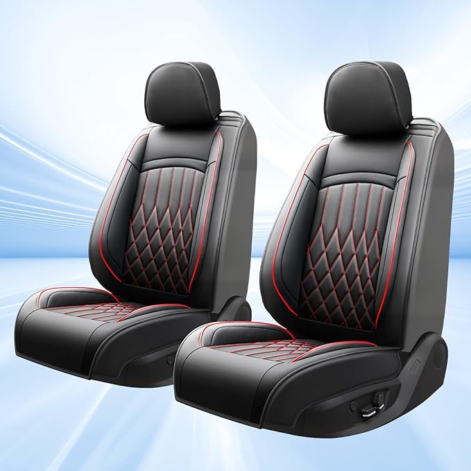 Fit RLX Car Seat Covers for Acura RLX 2013-2020 - Premium Leather, Waterproof, All-Weather, Airbag Compatible, Breathable, Easy Install, Seat Protectors, Only 2 Front seat Covers, Redline