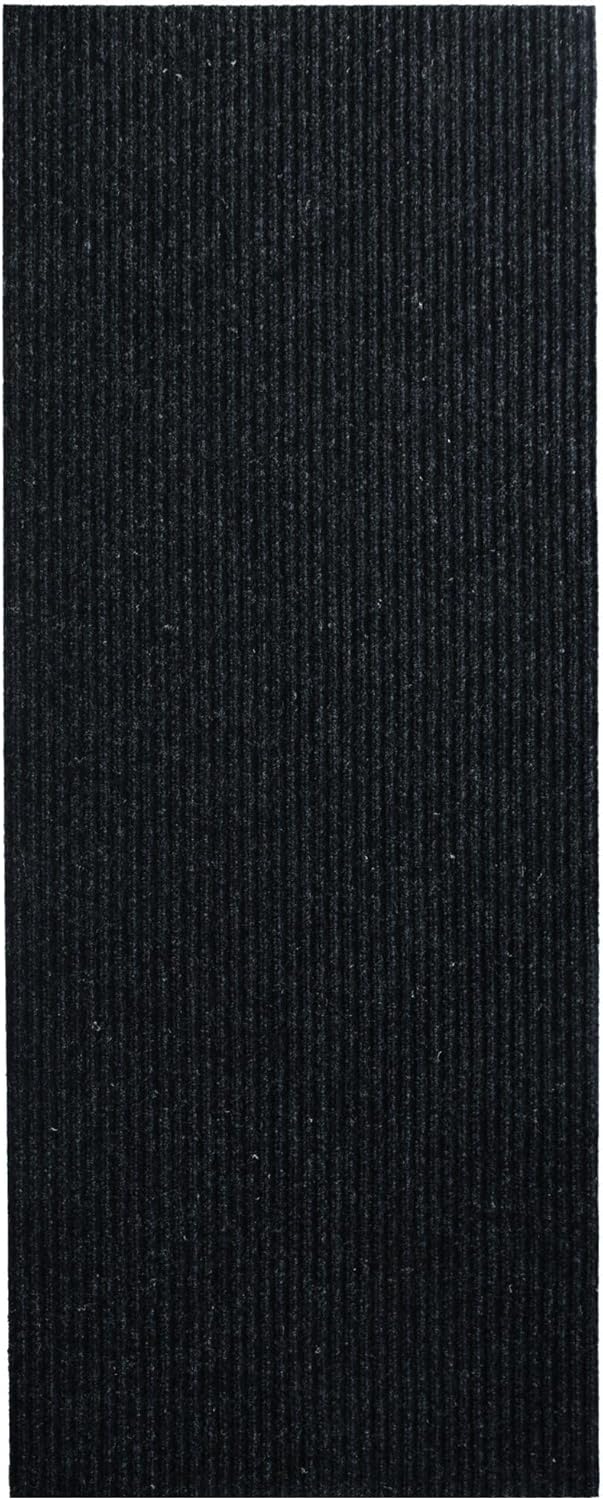 iCustomRug Spartan Weather Warrior Indoor/Outdoor Utility Ribbed Carpet Runner with Non-Slip Thermoplastic Rubber Backing, 3ft X 42ft in Black