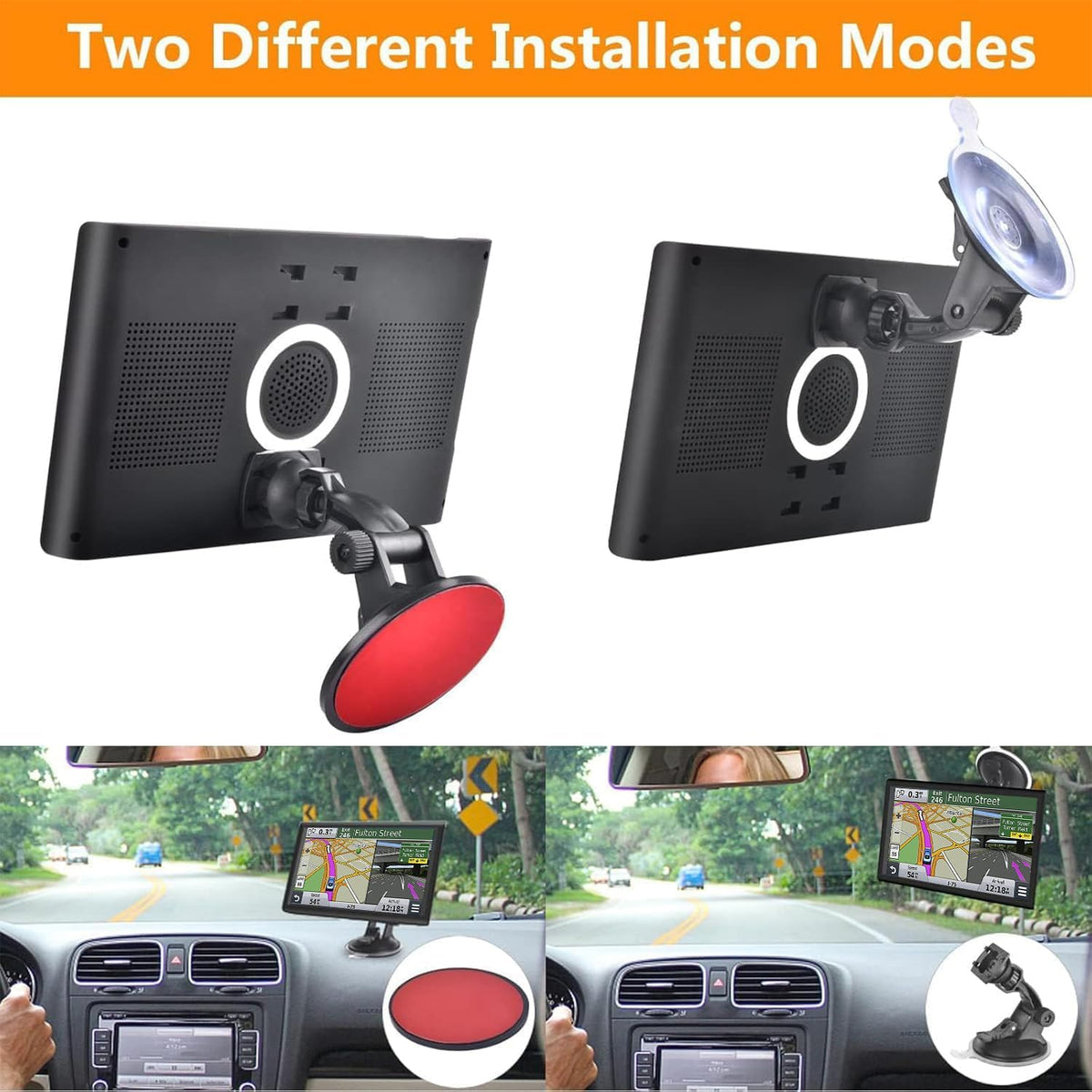 GPS Navigator for Car Truck RV, 9 ” Trucker GPS for Semi Truck 2025 Map， Real Voice Spoken Turn-by-Turn Direction Reminding Navigation System for Cars, Vehicle GPS with Speed and Red Light Warning
