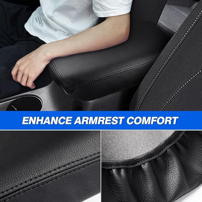 Karltys for Kia Soul Center Console Cover 2020-2024 2025, Leather Middle Console Cover for Kia Soul Accessories Waterproof Armrest Seat Box Cover Elbow Cushion Pad Protector Anti-Scratch