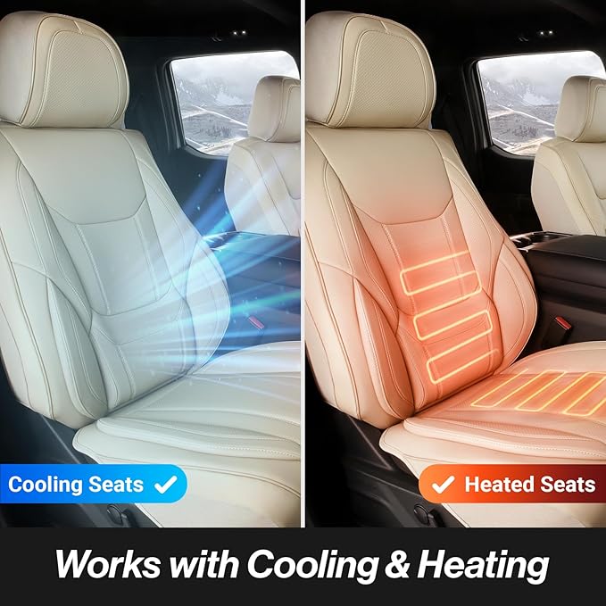 Coverland Custom Fit Car Seat Covers for Car Compatible with [2010-2017 Mercedes-Benz E-Class] Premium Leather Non-Slip Memory Foam Waterproof Cover Interior Protector [Front Beige - Size Chart A29]