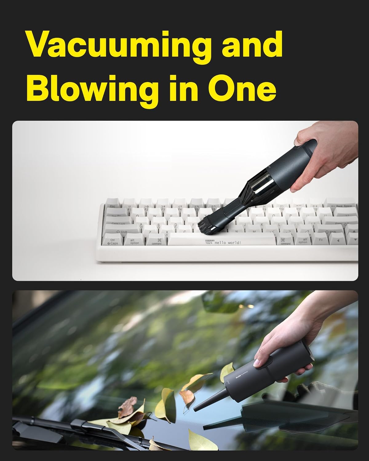HOTO Handheld Vacuum Cleaner Cordless, Desk Vacuum Cleaner Compressed Electric Air Duster 15000Pa Suction, 4-in-1 Portable Vortex Vacuum Dust Buster Air Blower for Computer, Keyboard
