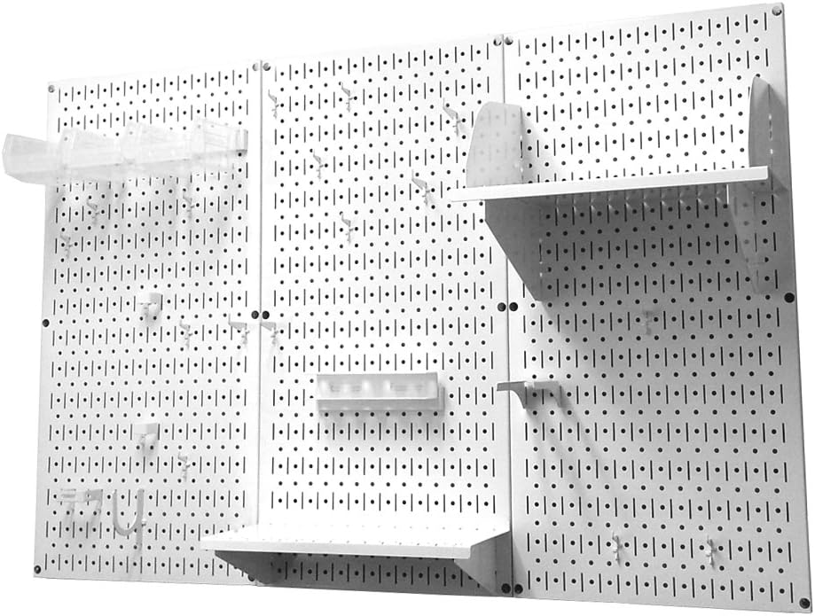Wall Control Pegboard Organizer 4 ft. Metal Pegboard Standard Tool Storage Kit with White Toolboard and White Accessories