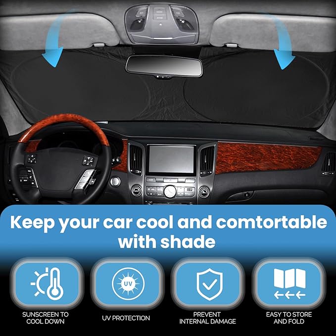 Custom Fit Seltos Windshield Sunshade for 2021-2024 2025 2026 Kia Seltos Front Window Shades Cover for Windshield Sun Visor Protector 210T Reflector Blocks UV Rays Cooler Car Accessories