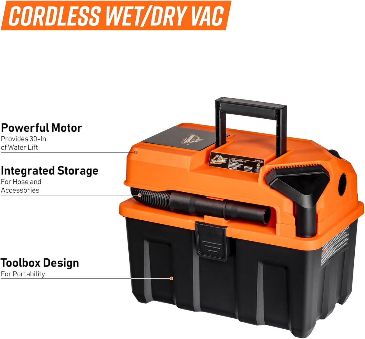 Armor All 2.5-Gallon 20V Cordless Wet Dry Vacuum – DVTB202 0902