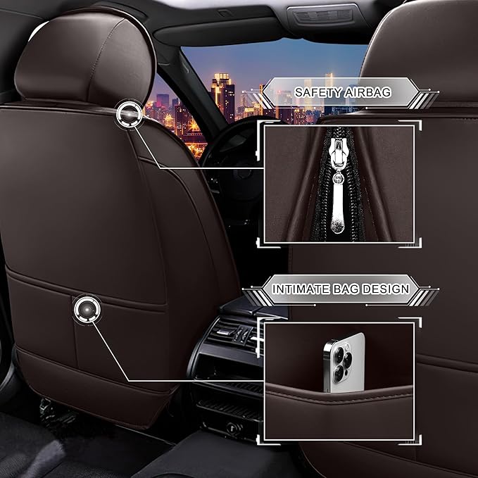 CTDS Car Seat Covers for Honda Civic 2000-2026, Stylish Sport Seat Cover, Premium Nappa Leather Car Seat Cover. Automobile Seat Covers Sets.(Standard 2 Seats/Coffee Color)