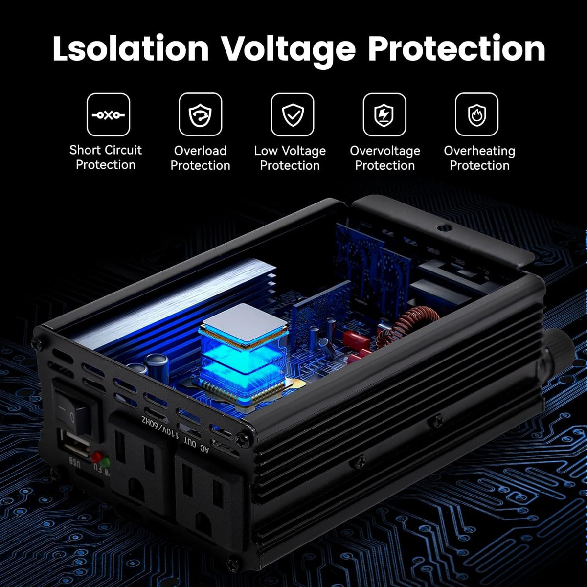 Power Inverter 2000W Car Power Inverters,12 Volt Inverter for Vehicles, 12V DC to 110V AC Car Plug Adapter Outlet Converter for Laptop Vehicles Camping Road Trip Essentials Adults