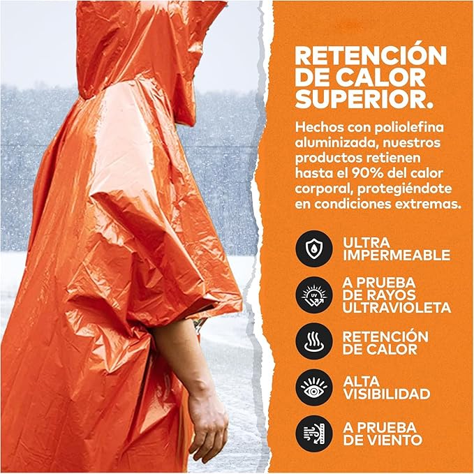 Outdoor Insulated Survival Kits-Emergency Blankets(5 Pack),1 Emergency Sleeping Bag,1 Emergency Tent,1 Emergency Mylar Poncho