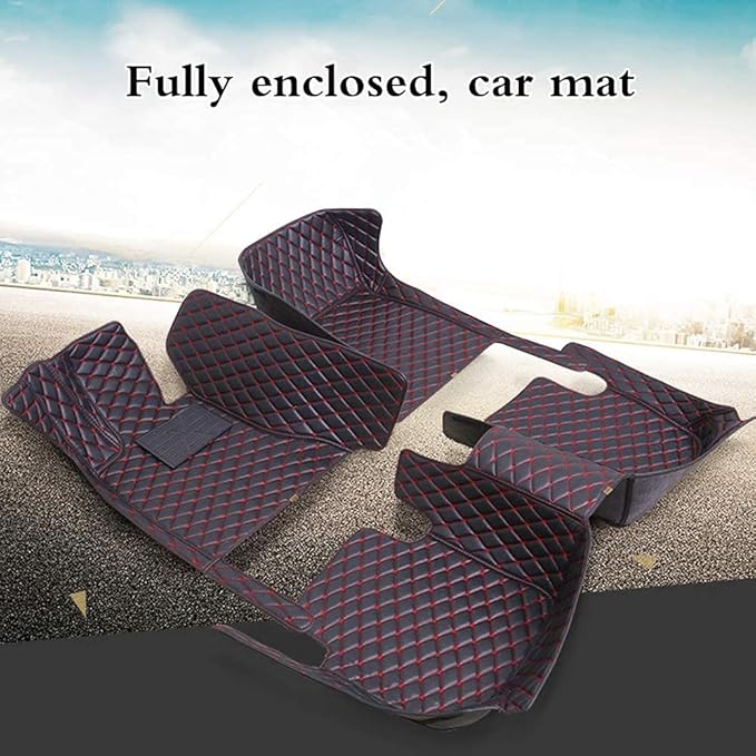 Custom Fit Car Floor Mats - Full Coverage Automotive Leather Floor Liners for Most Vehicles by MingyunSM (Black & Gray)