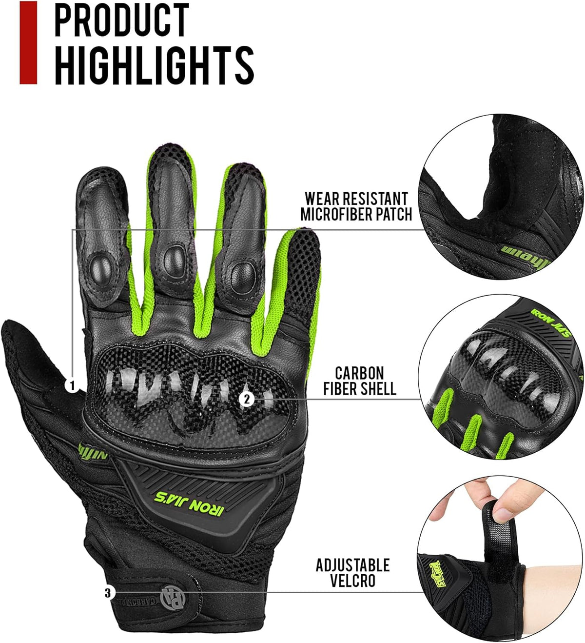 BORLENI Motorcycle Gloves Touch Screen for Men Women Padding Hard Knuckle Cycling Motorbike ATV Hiking Riding Climbing Glove