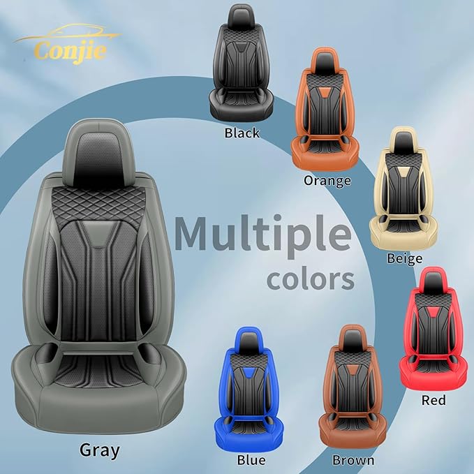 Fit Sonata Car Seat Covers Premium Leather for Hyundai Sonata 2007-2025 2026. Waterproof， Breathable, Scratch-Resistant & All-Weather Seat Cushion Protector（Front Seat,Gray&Black