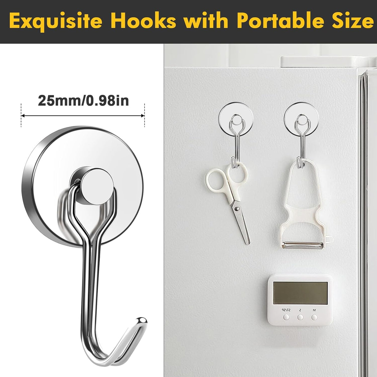 MIKEDE Magnetic Hooks, 70LB+ Swivel Swing Strong Magnetic Hooks Heavy Duty,Neodymium Cruise Hooks Magnets for Hanging, Home, Workplace, Metal Door, Office and Garage - Pack of 4