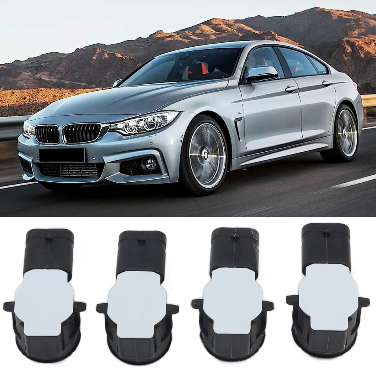 4 PCS Car PDC Parking Sensor Bumper Parking Sensor for BMW 2011-2021 M2 M3 M4 118i120i 125i 320i 325i 328i 335i 420i 428i 435i 3 4 GT F30 F20 F32 Replace# OEM 66209261582 66202220666 66209261587