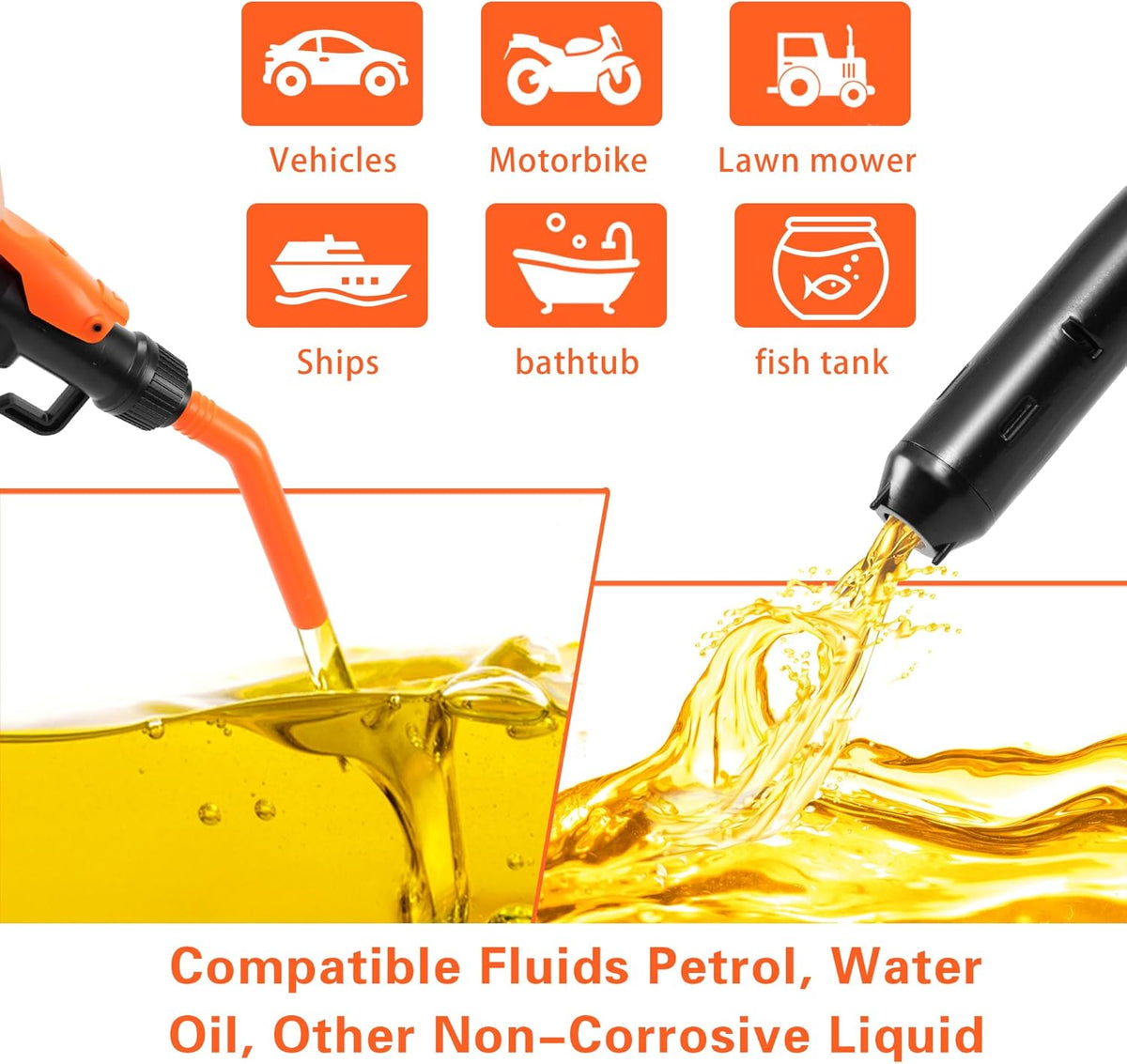Portable Power Battery Pump, Battery Powered Siphon Fuel Transfer Pump, Universal Fit for Gasoline, Car, Portable Fuel Transfer Pump,Mechanical Fuel Pump