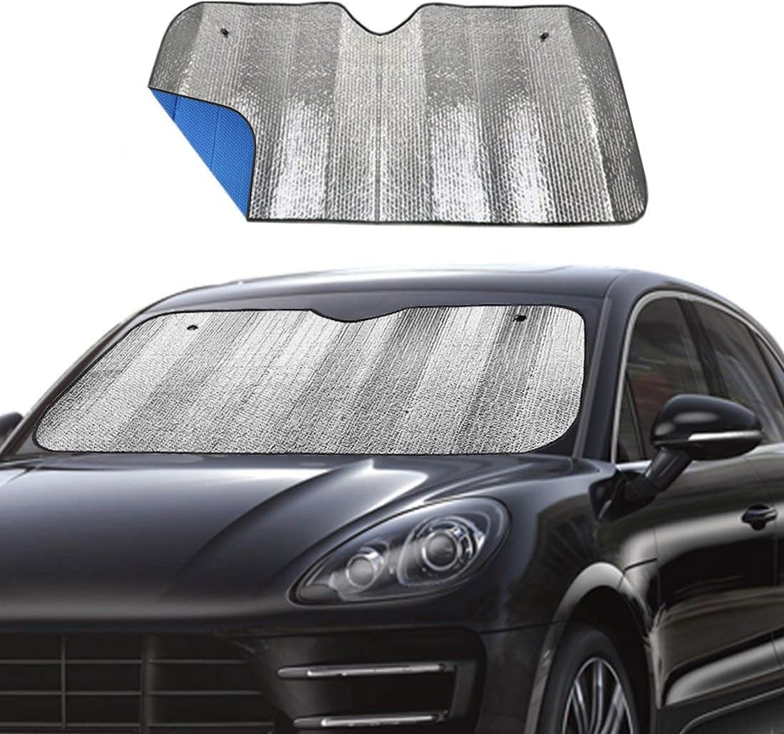Windshield Sunshade Car Foldable UV Ray Reflector Auto Front Window Sun Shade Visor Shield Shade,Keeps Vehicle Cool - Blue (55" x 27.5")