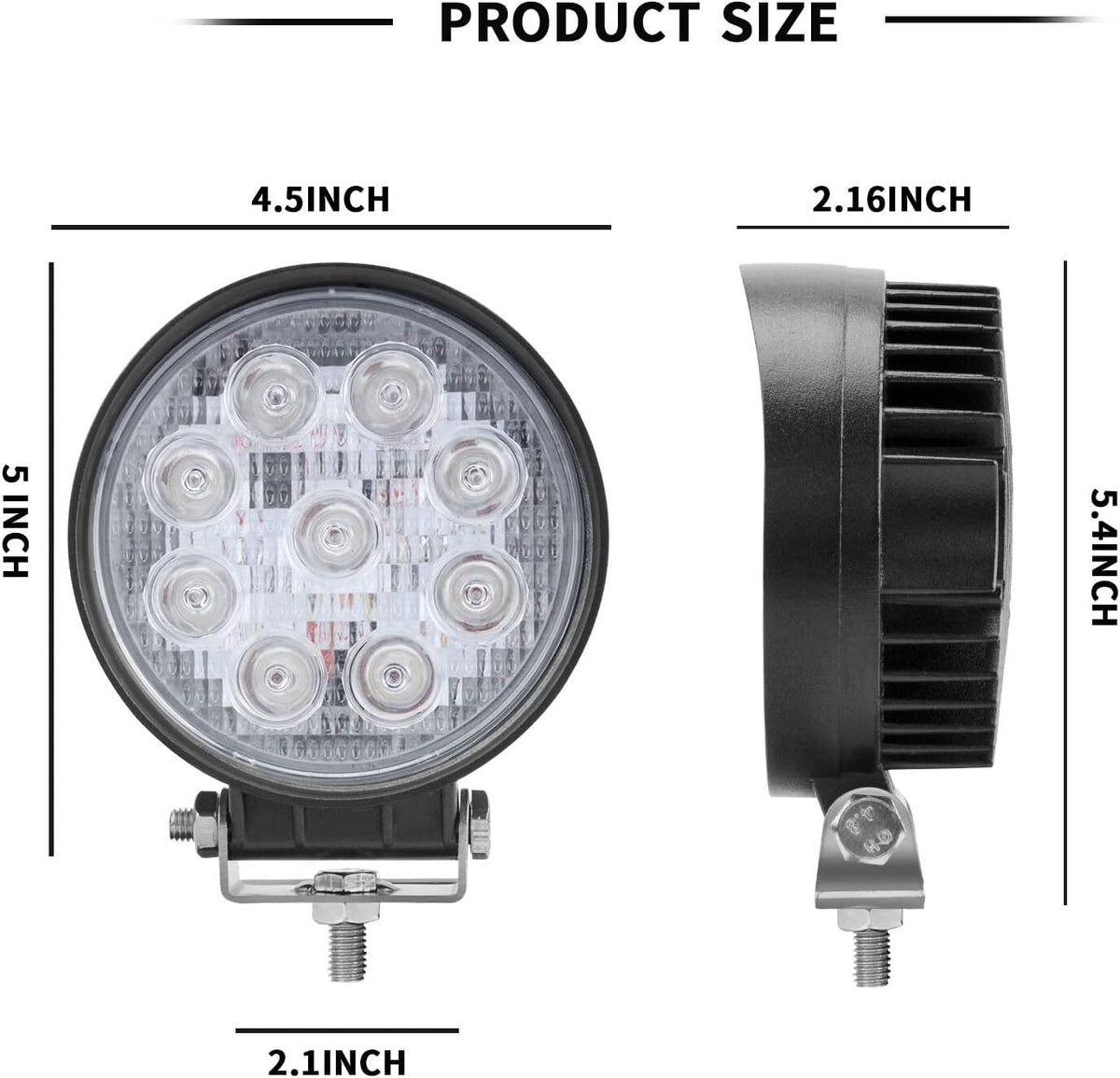 AUXMOTEC 27W Spot Blue Round Work LED Light Fog Offroad Off Road Lights Driving Lamp Waterproof for Hunting Pickup UTV Truck Car Boat SUV Boat 4WD ATV 12V 24V 4x4 Tractor Motorcycle（2pcs）