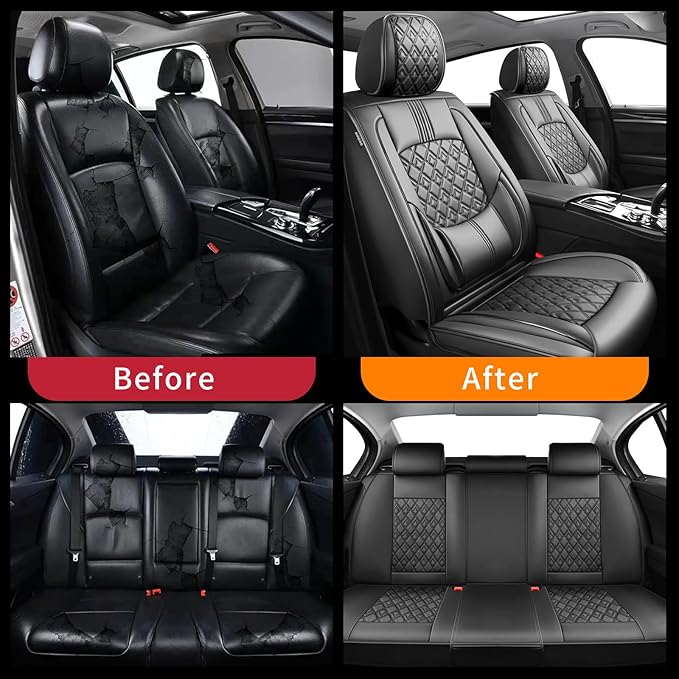 Fit Crosstrek Car Seat Covers for Subaru Crosstrek 2016-2025 2026 - Upgraded Premium Waterproof & Breathable Leather, Airbag Compatible, All-Weather Seat Cushion Protector (Full Set, Black)