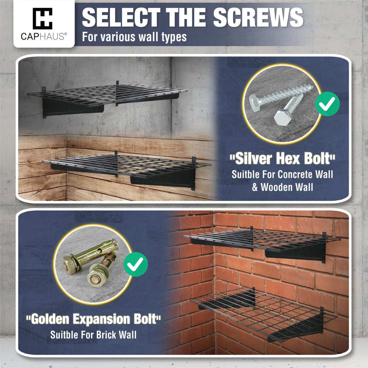 Fencer Wire 96 in. W x 18 in. D Wall Mounted Garage Wall Shelving w/ 4 Hooks, Black Wall Shelf, Heavy Duty Garage Wall Storage System, Garage Organizer Floating Shelves, 1000lb Weight Capacity