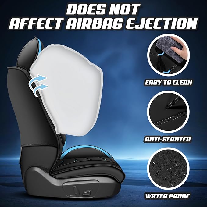 Car Seat Covers for Mitsubishi Outlander 2003-2026, Premium Nappa Leather Car Seat Cover, Stylish Sport Seat Covers， Automobile Seat Cover Sets.(Luxury 5 Seats/Black Blue)
