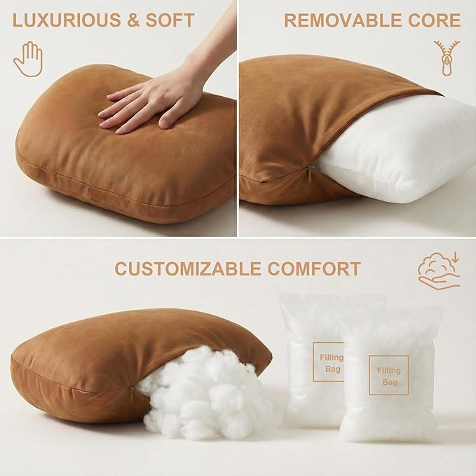 2PCS Car Pillow for Car Neck Pillow for Driving Seat Neck Support Soft Cushion Back Support Head-Rests for Vehicle Sleeping with Elastic Adjustment Strap (Golden, Head)