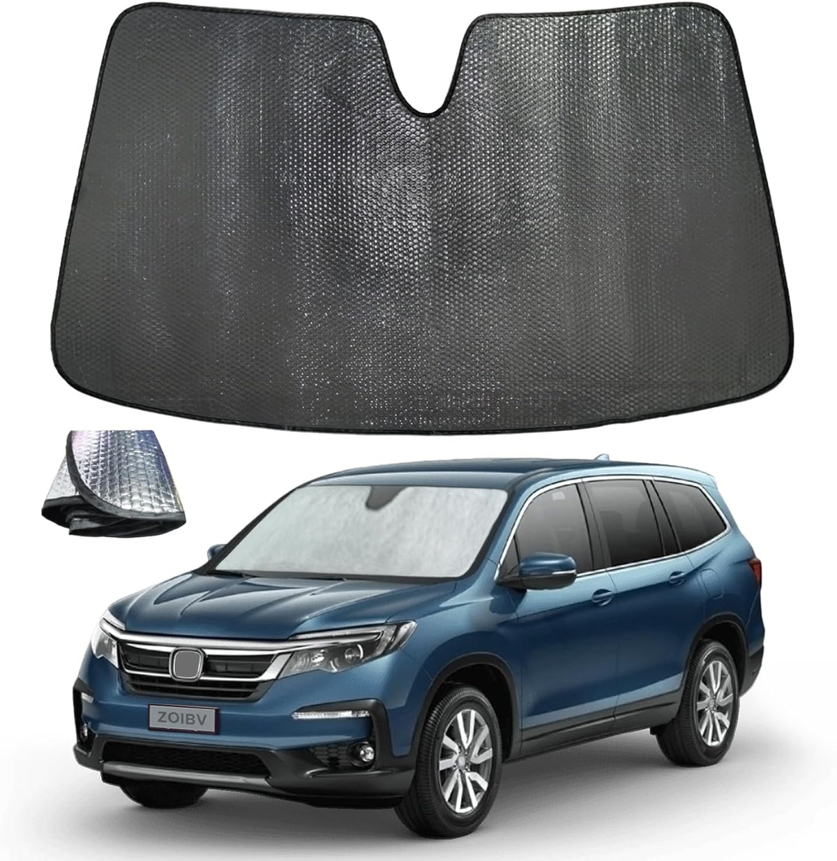 Windshield Sun Shade for Honda Pilot 2016-2024 - 5-Layer Bubble Foldable Front Window Shade Sun Visor Accessories - Blocks Heat & UV Rays