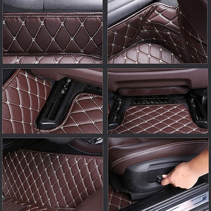 Custom Making Car Floor Mats Compatible for 2000-2025 All Mode Sedan SUV Sports Car Full Coverage Cute Pads Protection Non-Slip Leather Floor Liners (Wine Red)