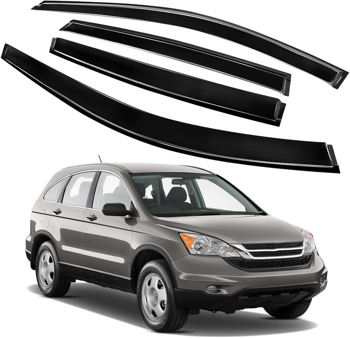 4PCS Rain Guards Window Visors Fits for 2007-2011 Honda CR-V (CRV) SUV, Outside Mount Wind Deflector, Vent Visors Shade Shield, Exterior Car Accessories, 2007 2008 2009 2010 2011