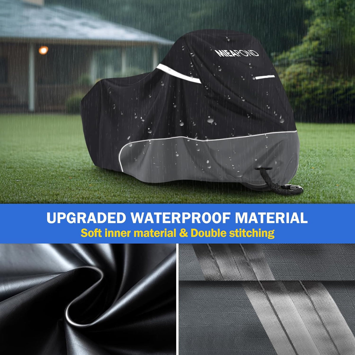 Motorcycle Cover for Cruiser Models Harley Davidson Iron 883, Fat Boy, Softail Slim, Softail Standard, Street Bob 114, Sport Glide, and Most Motorcycles - Waterproof Motorcycle Cover Outdoor Storage