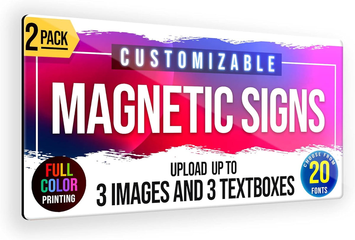 2-Pack,12"x24" Custom Magnet Signs in Full Color for Business and Advertising, 30 mil Customized Vinyl Car Magnets, Personalized Magnetic Sheets for Company Storefront & Vehicles (Rounded Corners D2)