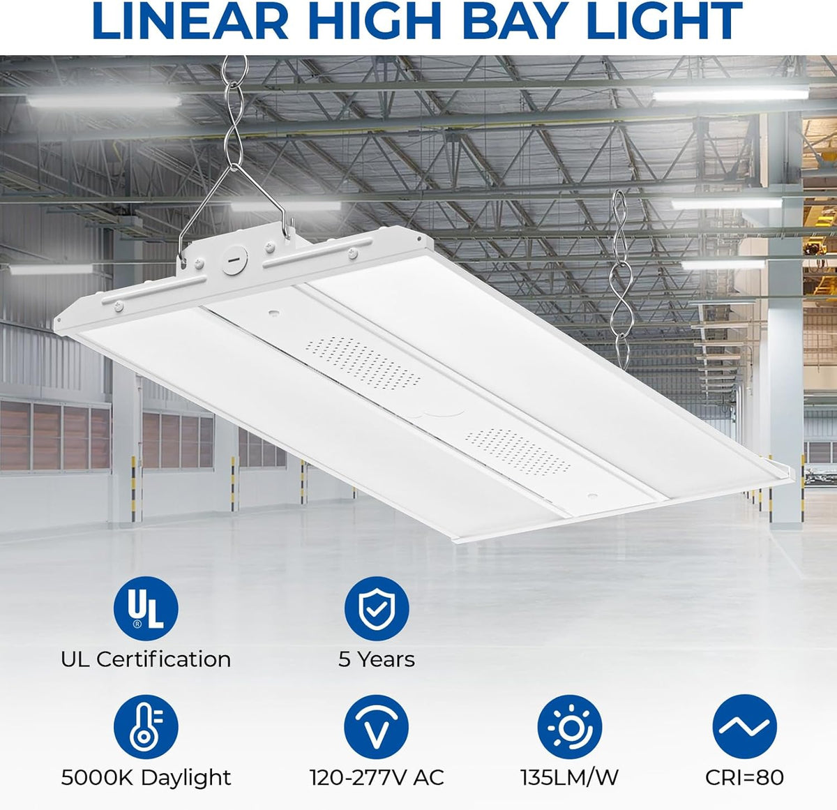 CINOTON 2FT 150W LED Shop Light with 20250LM, 0-10V Dimmable Linear High Bay Lighting with 5000K, 120-277V 135LM/W Commercial Hanging Lights for Garage Office Warehouse Workshop Factory UL Listed