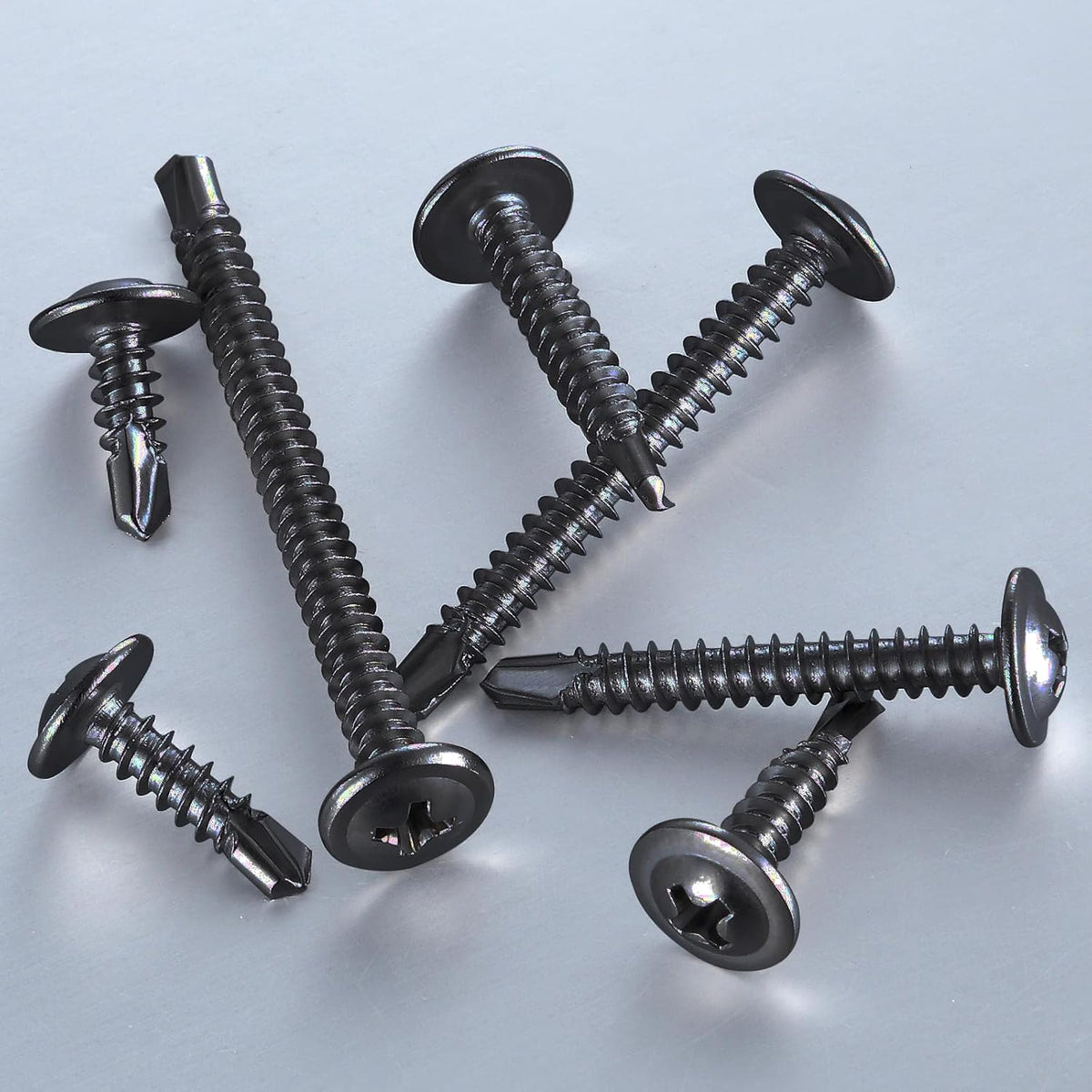 (150Pcs)#8×1-1/2” for Sheet Metal Self-Tapping Screws 410 Black Stainless Steel Truss Head High-Strength Quick Tapping