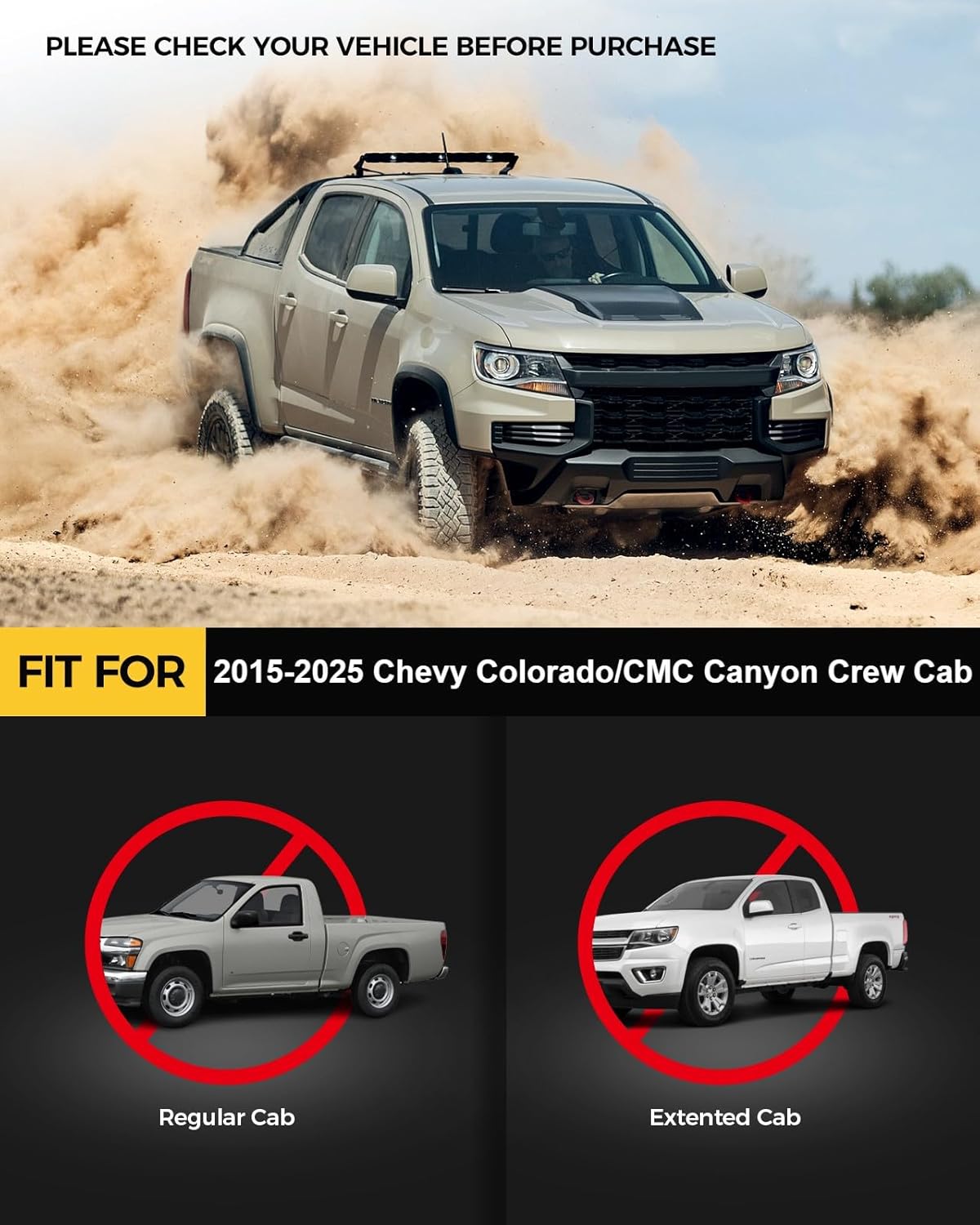 KYX 6 inches Running Boards Side Steps Compatible with 2015-2024 Chevy Colorado/GMC Canyon Crew Cab(Nerf Bar Side Steps Side Bars)