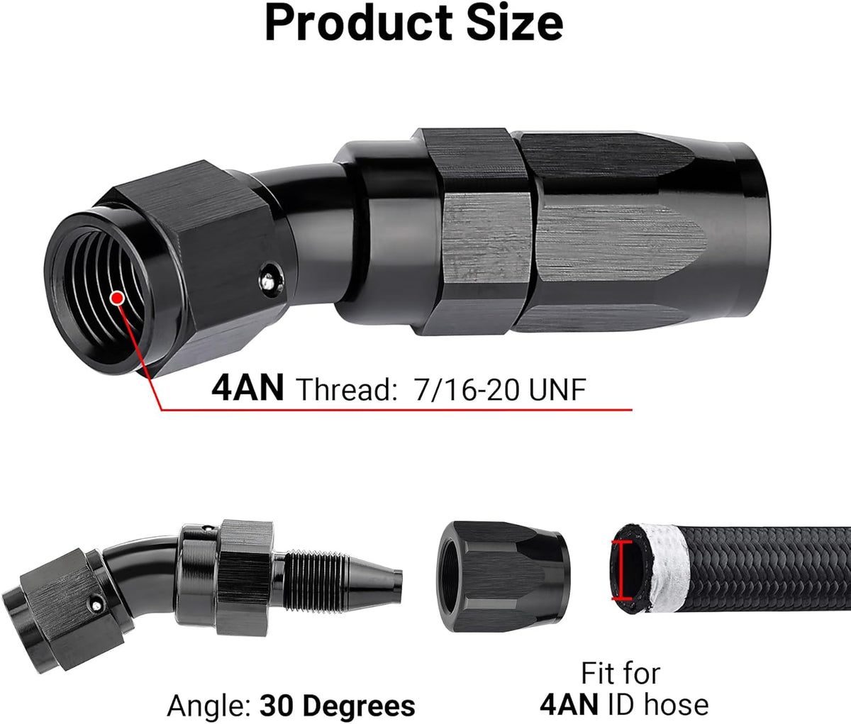 EVIL ENERGY 4AN 30 Degree One Piece Full Flow Hose End Fitting Swivel For CPE Braided Hose