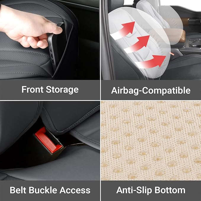 Coverland Custom Fit Car Seat Covers for Car Compatible with [Fiesta, Accord, Civic, Altima] Premium Water Resistant Leather Non-Slip Interior Protector [Full Set Dark Gray - Size Chart X52]