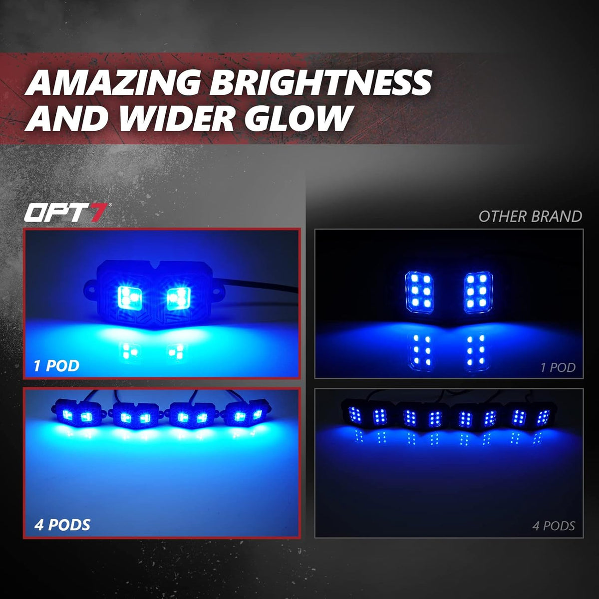OPT7 Photon RGB LED Magnet Rock Lights with APP & Remote Control, 4 Black Pods Wide Angle Multicolor Neon Underglow Lighting Kit with Extension Wire, IP68 Waterproof for Offroad Truck Jeep RZR ATV UTV