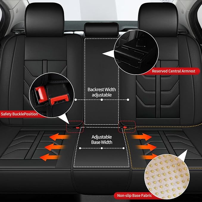 TTX LIGHTING Car Seat Covers fit for Kia Rio 2013-2023 Full Set: Premium Leather Automotive Seat Cover with Airbag Compatible Waterproof (5 Seats, Black)