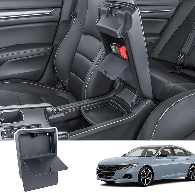 PIMCAR Center Console Hidden Organizer for Honda Accord 2018 2019 2020 2021 2022 Armrest Secret Compartment One-Touch Hidden Storage Accessories