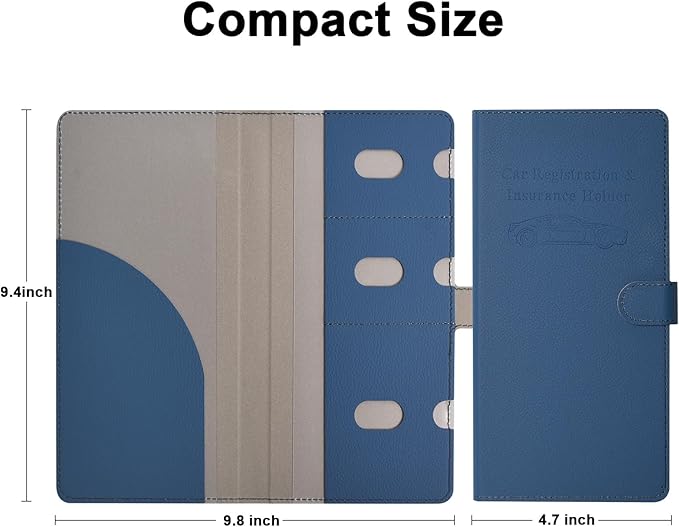 RSAquar Car Registration and Insurance Holder, Vehicle Glove Box Organizer Cool Car Accessories, Car Document Holder for Cards, Driver License & Essential Document, JD-Blue