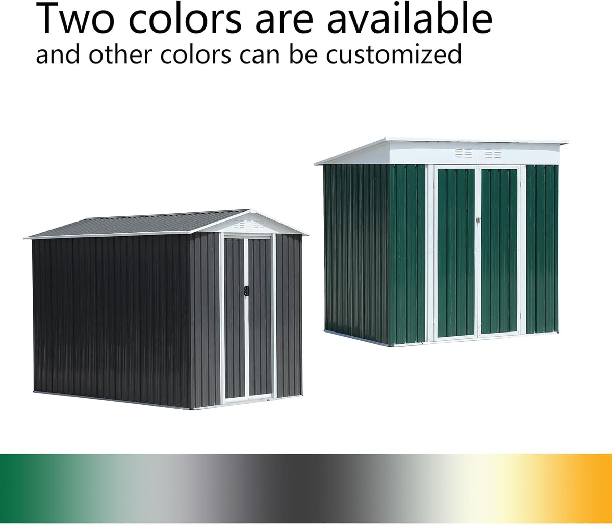 6x4 FT Outdoor Metal Storage Shed, Waterproof Outside Garden Sheds w/Lockable Sliding Doors and Vents, Weather Resistant Steel Tool Storage House for Backyard, Patio, Lawn, Green