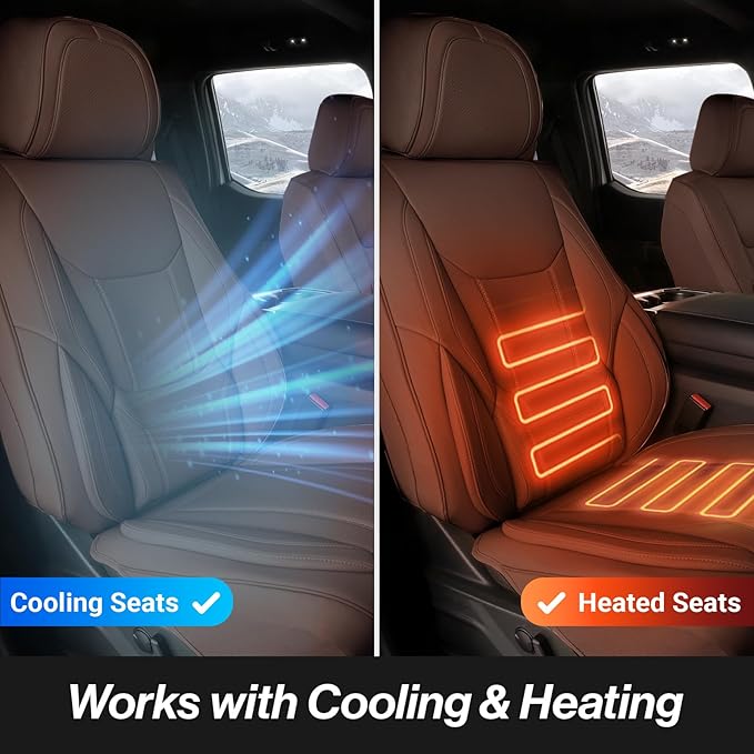 Coverland Custom Fit Car Seat Covers for SUV Compatible with [Fiat 500L, Ford Bronco Sport, Honda Pilot] Premium Water Resistant Leather Non-Slip Interior Protector [Front Dark Brown - Size Chart A17]