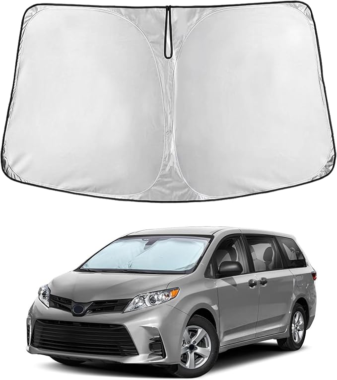 Toyota Sienna EcoNour Car Windshield Sunshade 2021-2026 - 240T Polyester Material Cars Sun Visor Reflector Blocks UV Rays - Foldable Sunshade Interior Protection Accessories